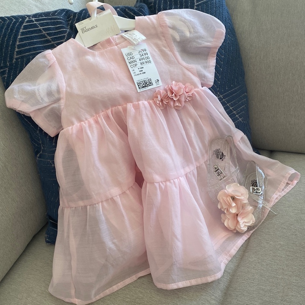 Adorable Pink Baby Dress and shoes set